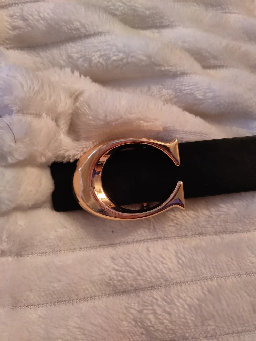 Black C Buckle Adjustable Belt High Quality Luxury Vegan Leather New - Picture 3 of 8